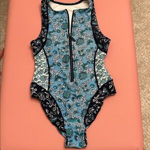 Michael Kors Floral Front-Zip One-Piece Swimsuit